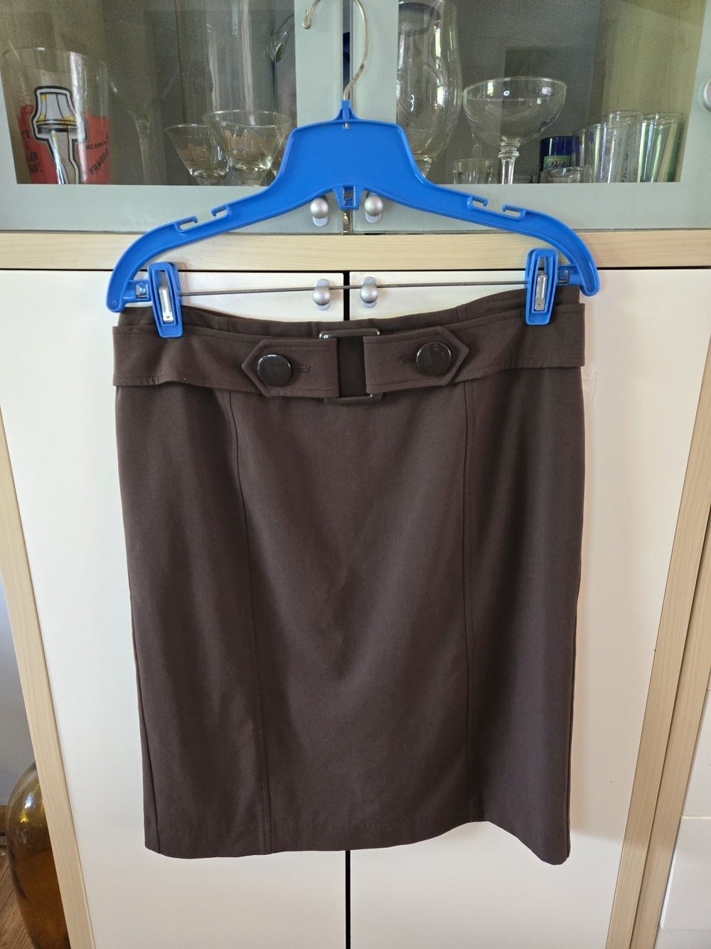 NWT, Vintage Apt. 9 Dark Brown Belted Pencil Skirt